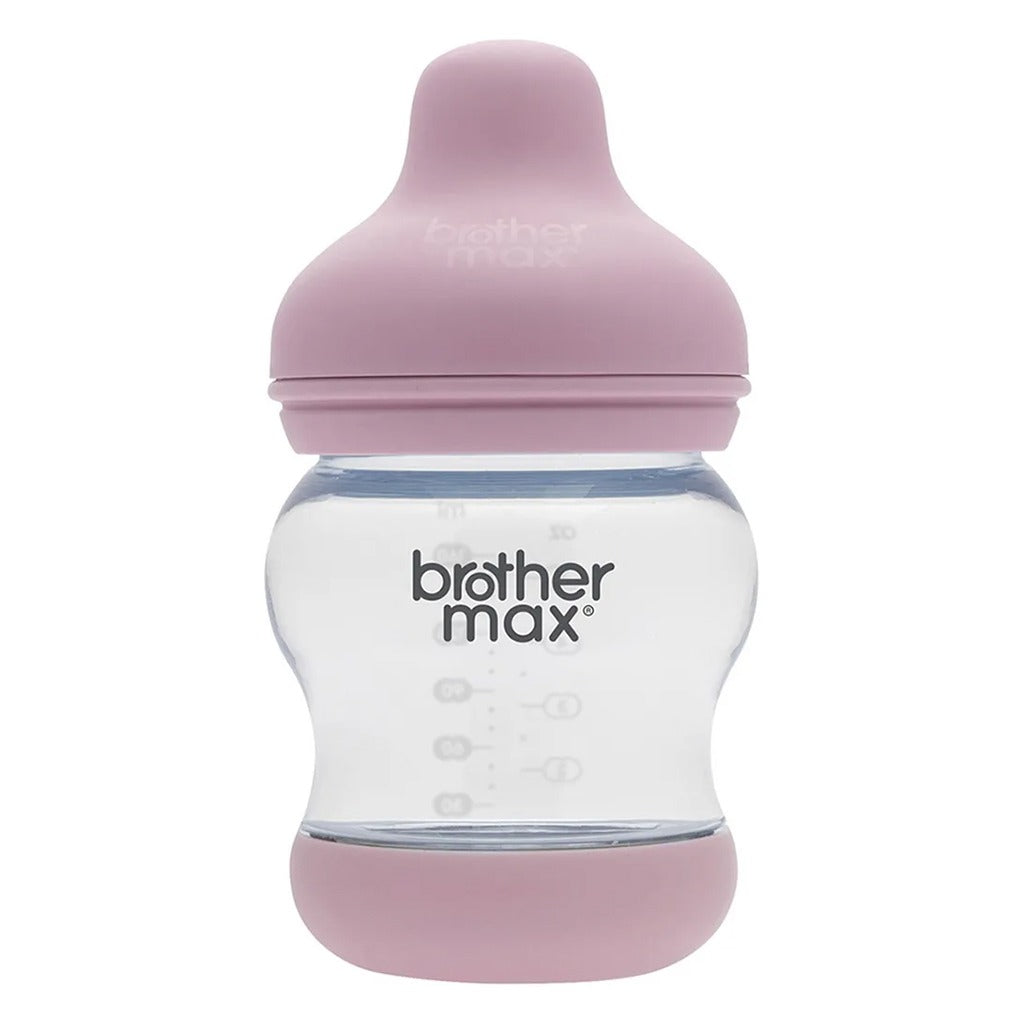 Brother Max Newborn Glass Anticolic Feeding Bottle 100 mL + SS Teat Pink BM100P - Easy Pharmacy LLC
