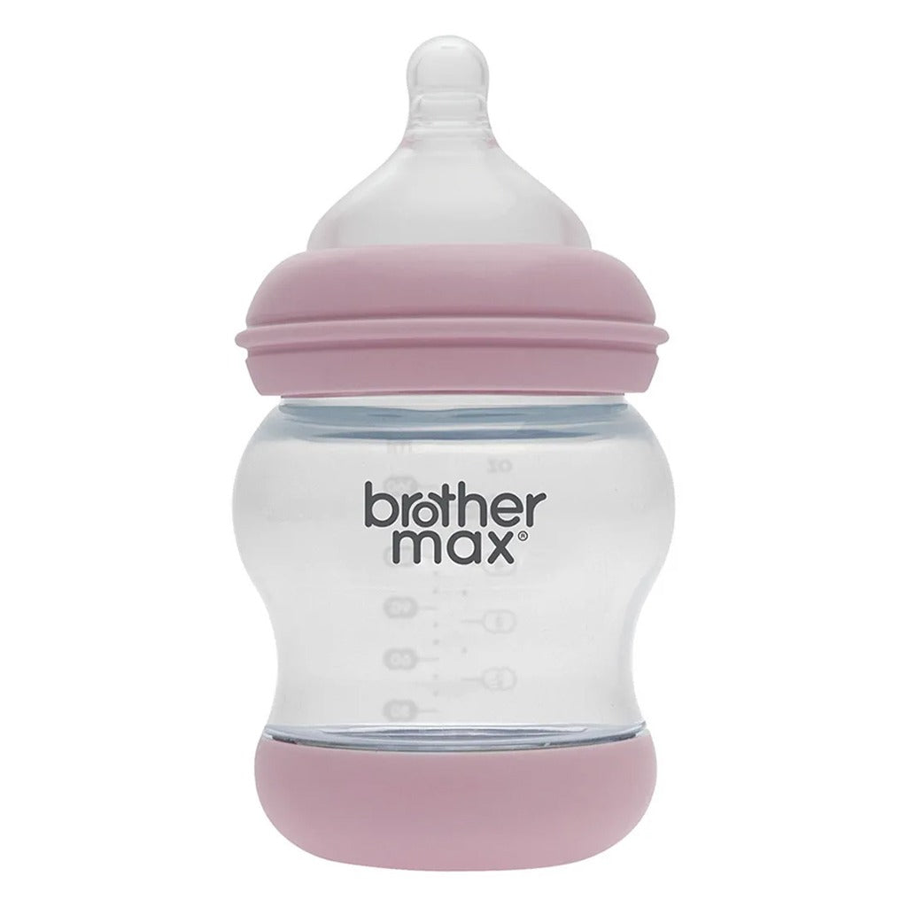 Brother Max Newborn Glass Anticolic Feeding Bottle 100 mL + SS Teat Pink BM100P - Easy Pharmacy LLC