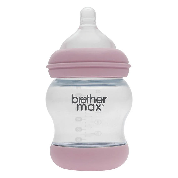 Brother Max Newborn Glass Anticolic Feeding Bottle 100 mL + SS Teat Pink BM100P - Easy Pharmacy LLC