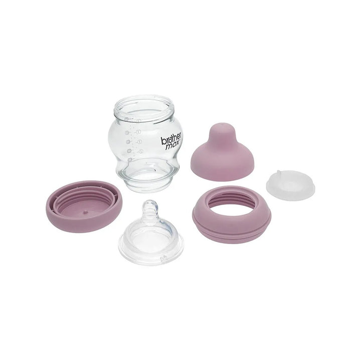 Brother Max Newborn Glass Anticolic Feeding Bottle 100 mL + SS Teat Pink BM100P - Easy Pharmacy LLC