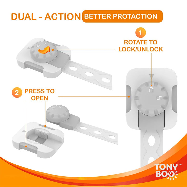 Tonyboo Multipurpose Double Action Child Safety Lock, Pack of 6's - Easy Pharmacy LLC