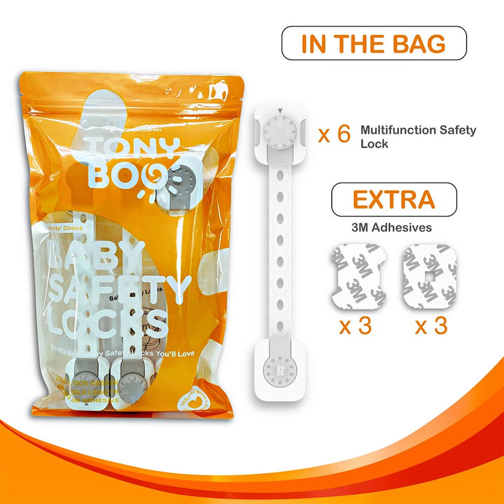 Tonyboo Multipurpose Double Action Child Safety Lock, Pack of 6's - Easy Pharmacy LLC