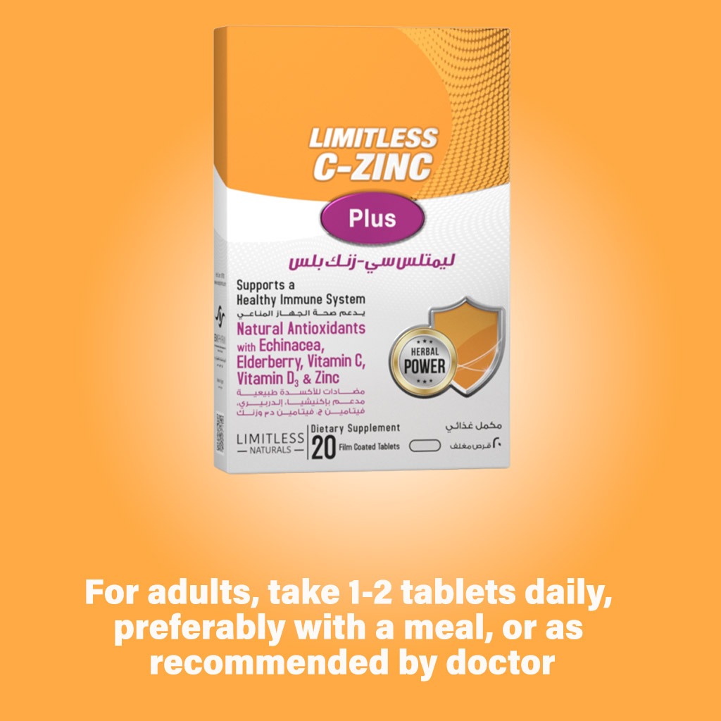 Eva Pharma Limitless C-Zinc Plus Tablets For Healthy Immune System, Pack of 20's - Easy Pharmacy LLC