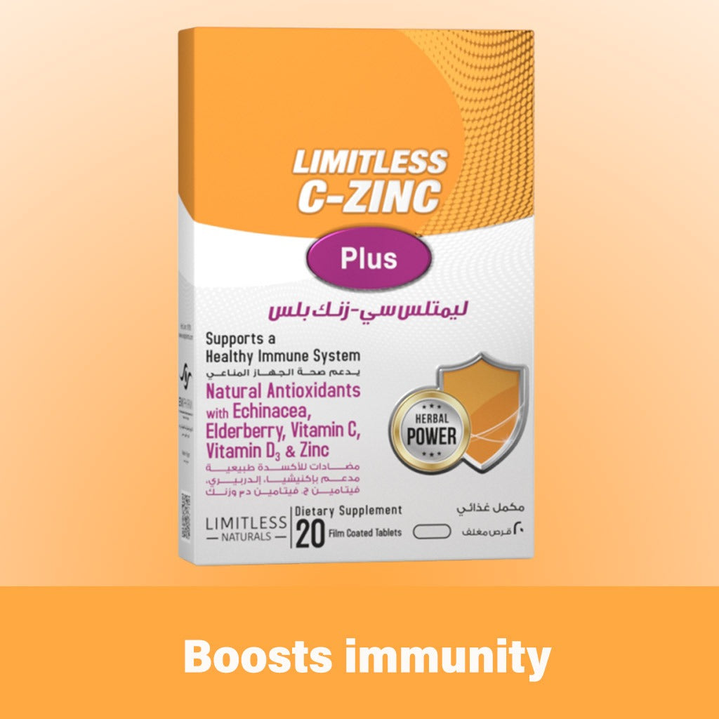 Eva Pharma Limitless C-Zinc Plus Tablets For Healthy Immune System, Pack of 20's - Easy Pharmacy LLC