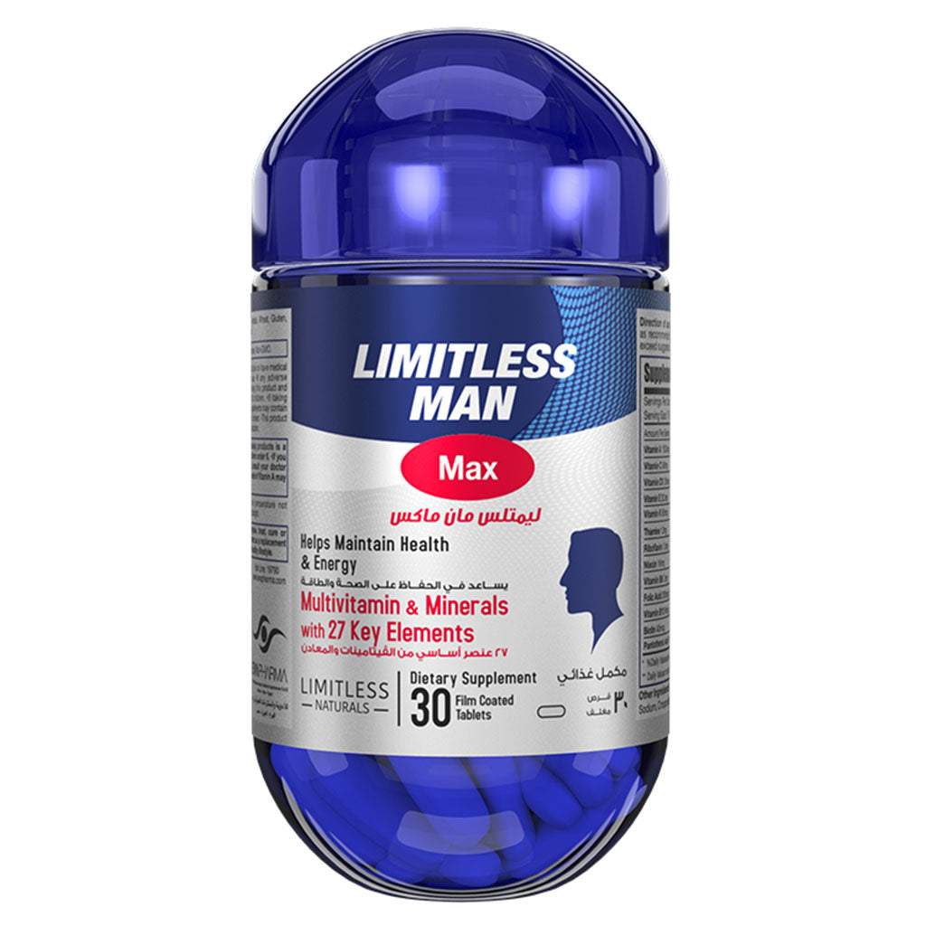 Eva Pharma Limitless Man Max Multivitamins & Minerals Supplement Tablets, Pack of 30's - Easy Pharmacy LLC