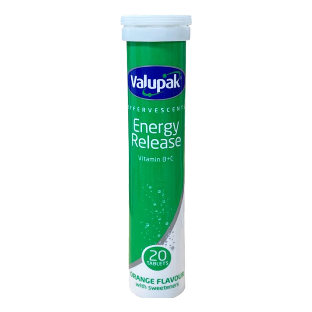 Valupak Energy Release Vitamin B & Vitamin C Effervescent Tablets, Pack of 20's - Easy Pharmacy LLC