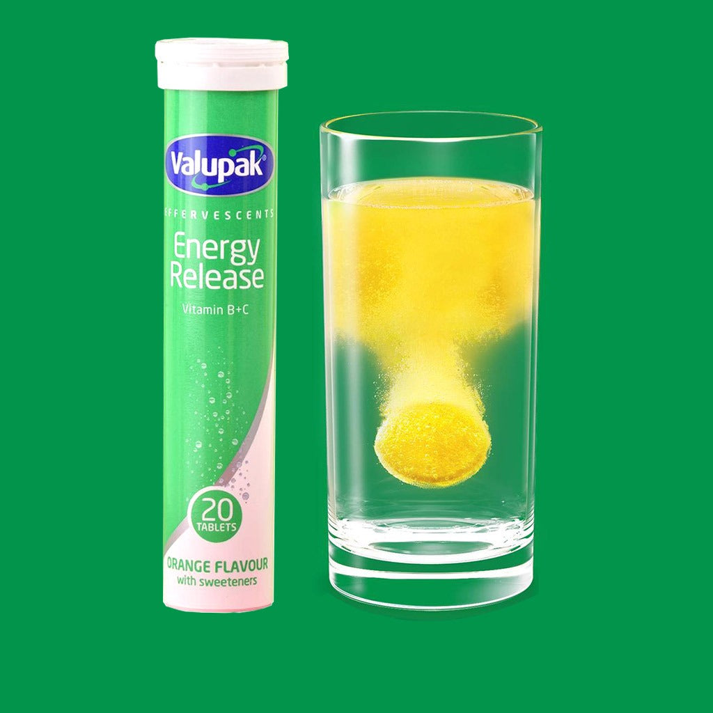 Valupak Energy Release Vitamin B & Vitamin C Effervescent Tablets, Pack of 20's - Easy Pharmacy LLC