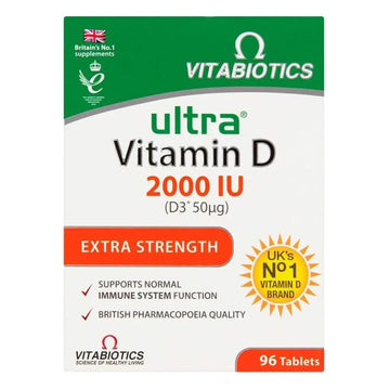 Vitabiotics Ultra Vitamin D3 2000IU Extra Strength Tablets Immune System Support Vegetarian Pack of 96