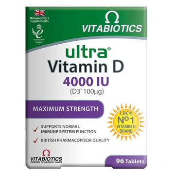 Vitabiotics Ultra Vitamin D3 4000IU Maximum Strength Tablets For Immune System Pack Of 96 Vegetarian
