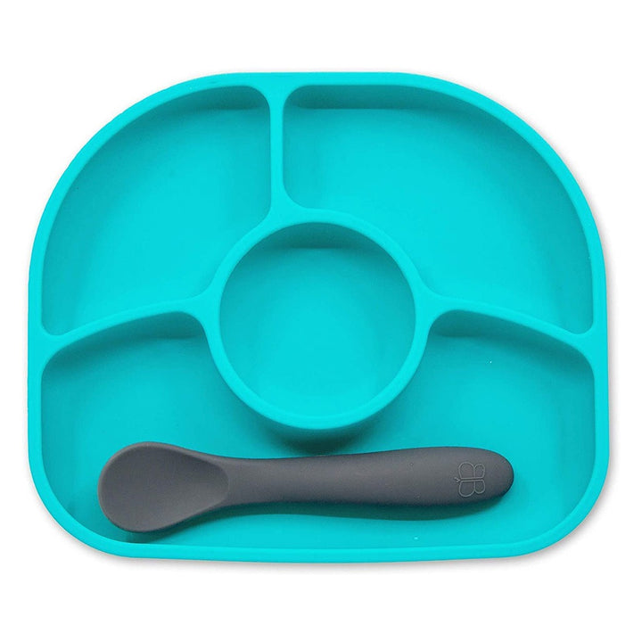 Bbluv Yumi Anti-Spill Silicone Plate And Spoon Set Aqua Blue For Babies - Easy Pharmacy LLC