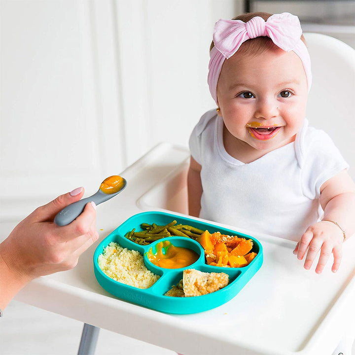 Bbluv Yumi Anti-Spill Silicone Plate And Spoon Set Aqua Blue For Babies - Easy Pharmacy LLC
