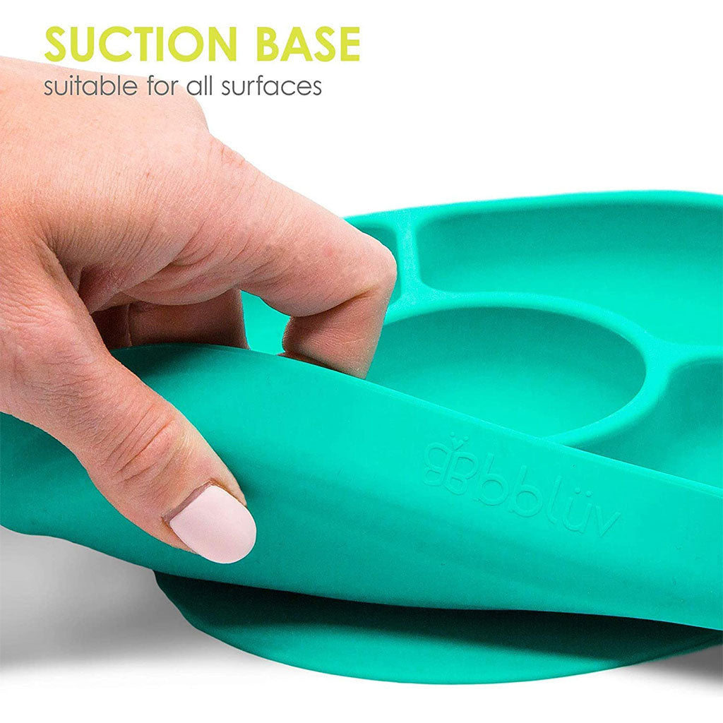 Bbluv Yumi Anti-Spill Silicone Plate And Spoon Set Aqua Blue For Babies - Easy Pharmacy LLC