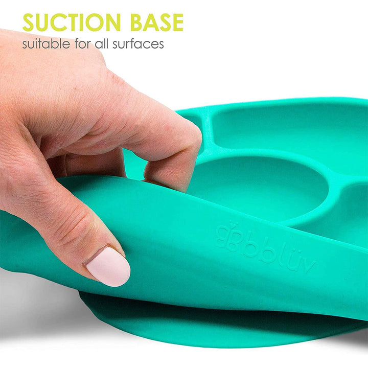 Bbluv Yumi Anti-Spill Silicone Plate And Spoon Set Aqua Blue For Babies - Easy Pharmacy LLC