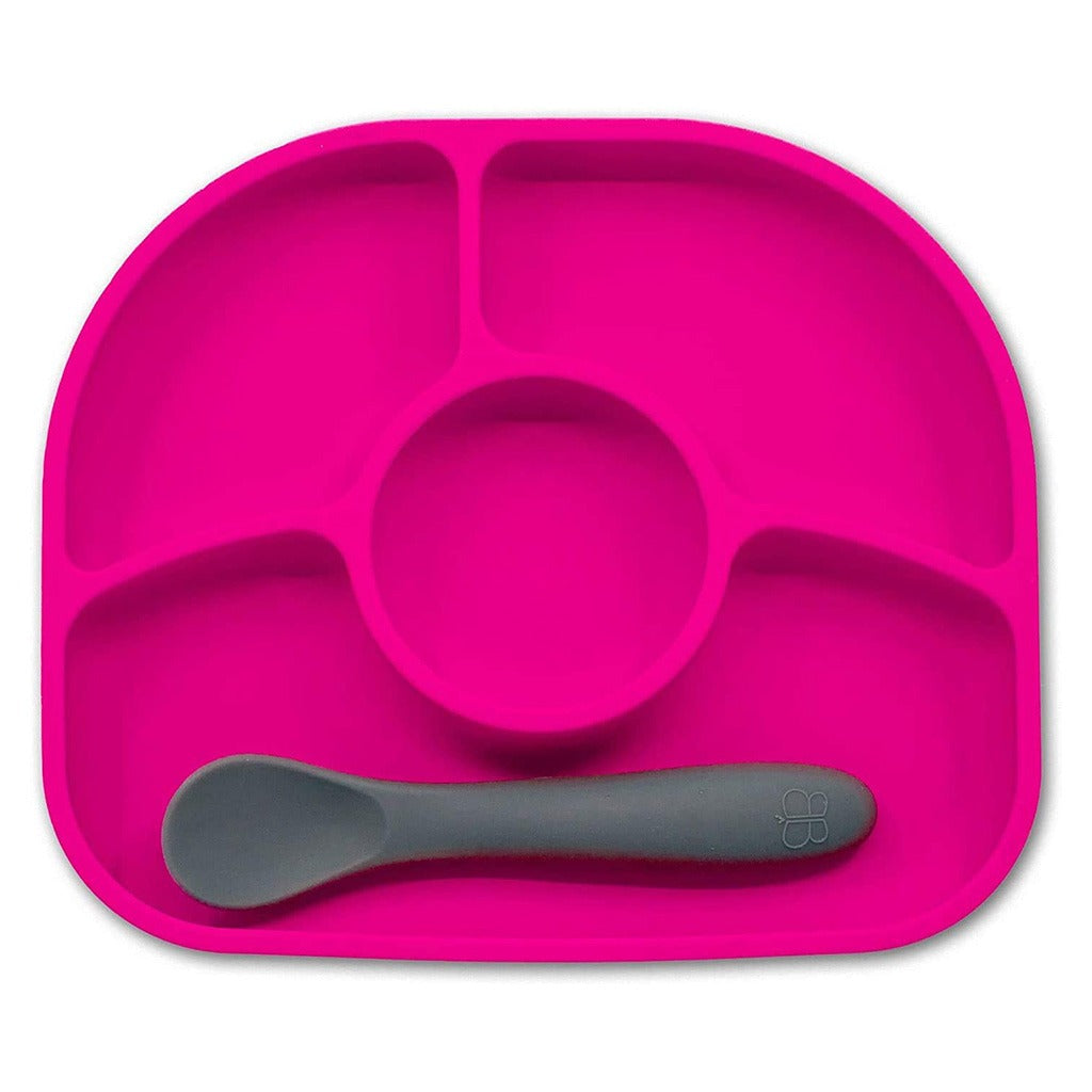 Bbluv Yumi Anti-Spill Silicone Plate And Spoon Set Pink For Babies - Easy Pharmacy LLC