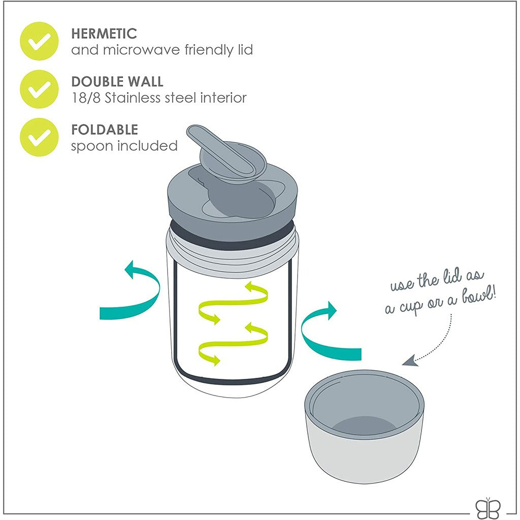 Bbluv Food Thermal Food Container With Spoon And Bowl Aqua Blue For Babies - Easy Pharmacy LLC