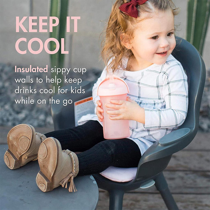 Boon Swig Silicone Straw Bottle For Kids 10 Oz Pink - Easy Pharmacy LLC