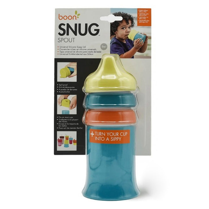 Boon Snug Reusable Stretchy Silicone Spout Cup & Lids For 9+Months Baby Boy, Pack of 3 Lids + 1 Cup - Easy Pharmacy LLC