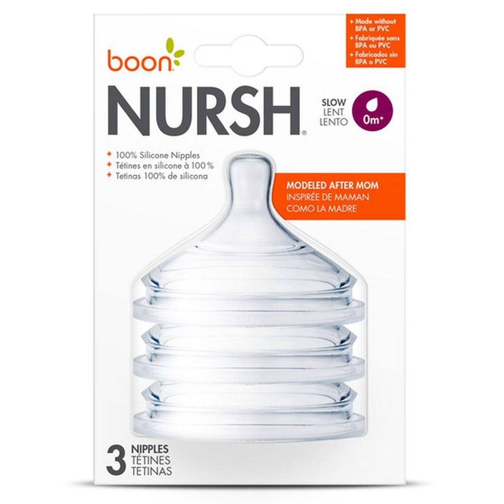 Boon Nursh Nipples Slow Flow Rate For 0 Months+ Babies 3's - Easy Pharmacy LLC