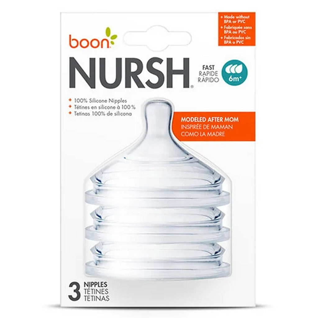 Boon Nursh Nipples Fast Flow Rate For 6 Months+ Babies 3's - Easy Pharmacy LLC