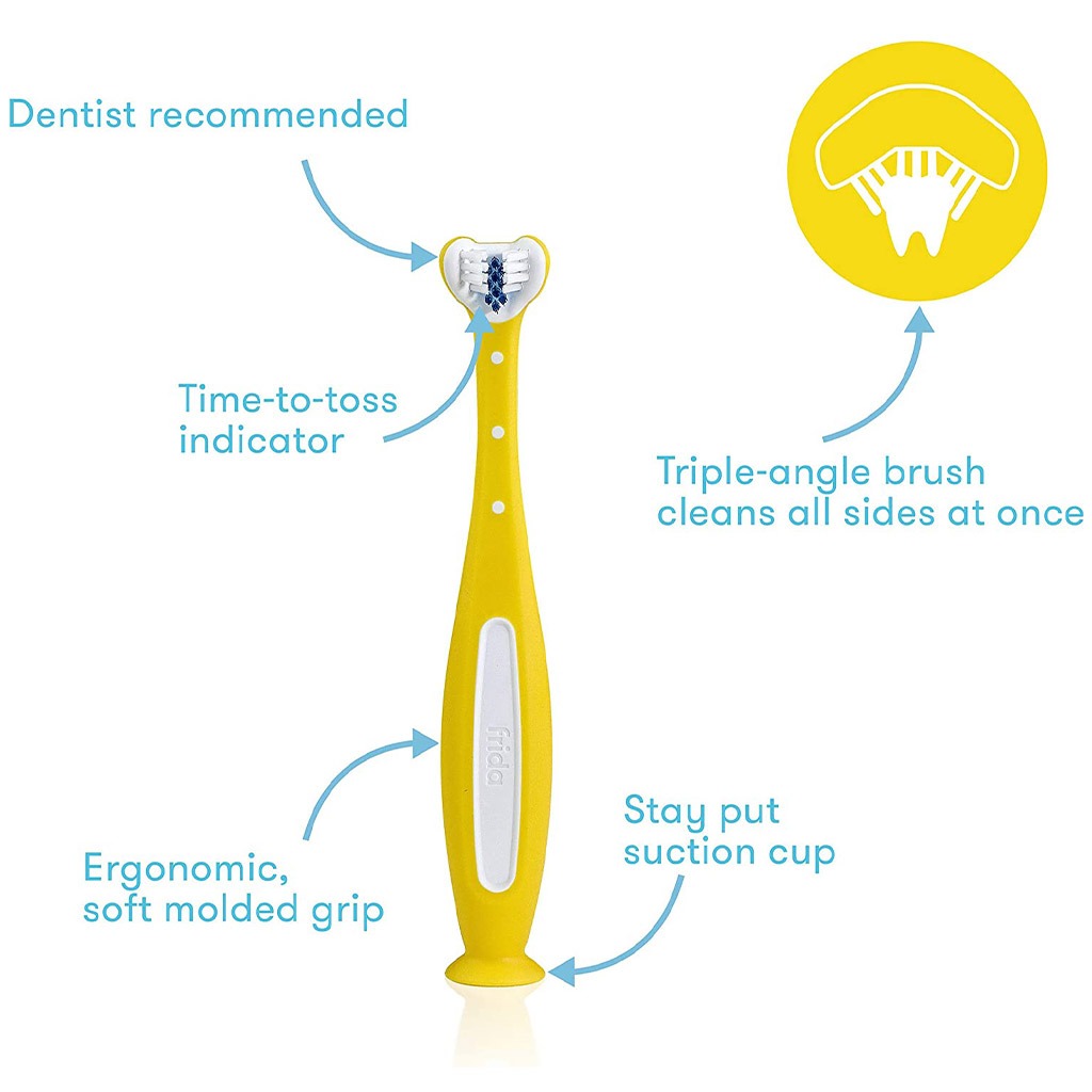 FridaBaby Triple-Angle Toothhugger Training Toothbrush Yellow For Toddlers - Easy Pharmacy LLC