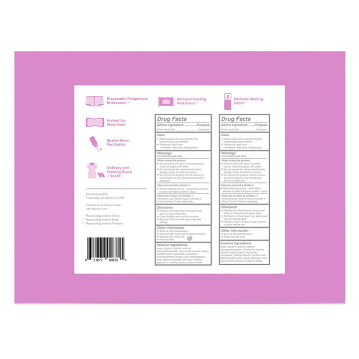 FridaMom Labor & Delivery + Postpartum Recovery Hospital Kit - 15 Piece Gift Set - Easy Pharmacy LLC
