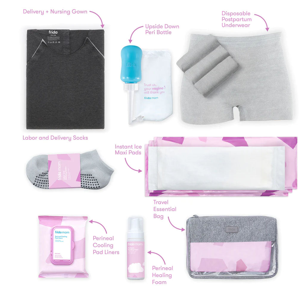 FridaMom Labor & Delivery + Postpartum Recovery Hospital Kit - 15 Piece Gift Set - Easy Pharmacy LLC