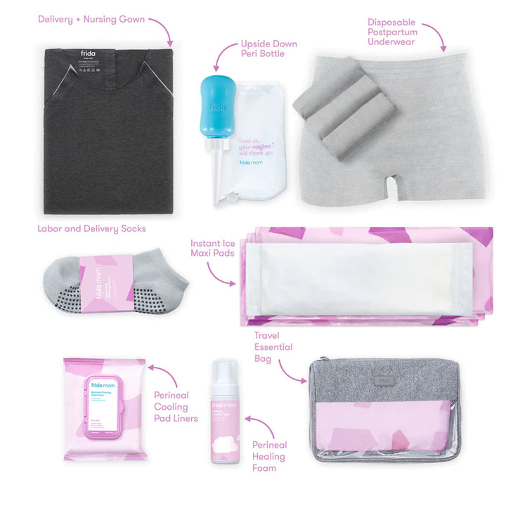 FridaMom Labor & Delivery + Postpartum Recovery Hospital Kit - 15 Piece Gift Set - Easy Pharmacy LLC