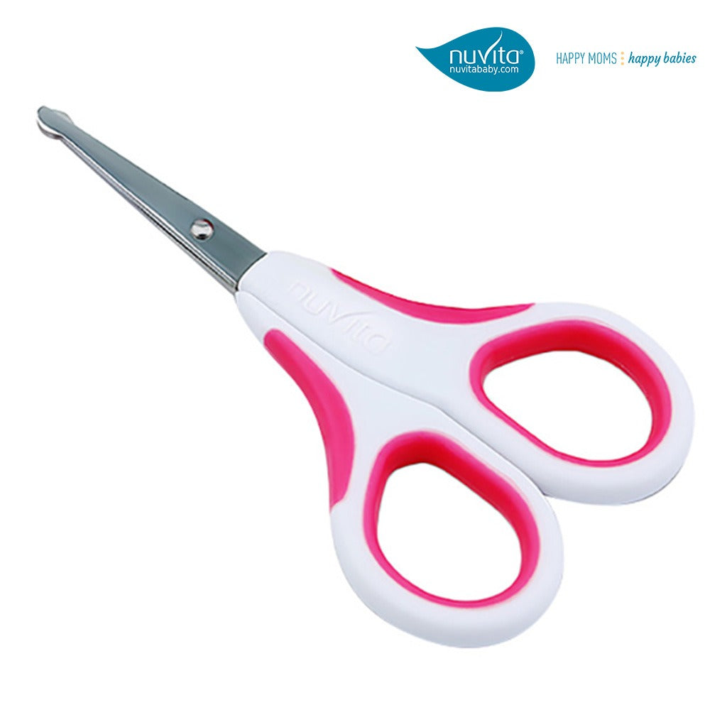 Nuvita Small Scissors with Rounded Tip Nail Clipper & Nail Files For Baby - Cool Pink, Pack of 7 Pieces - Easy Pharmacy LLC