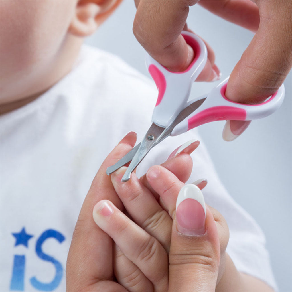 Nuvita Small Scissors with Rounded Tip Nail Clipper & Nail Files For Baby - Cool Pink, Pack of 7 Pieces - Easy Pharmacy LLC