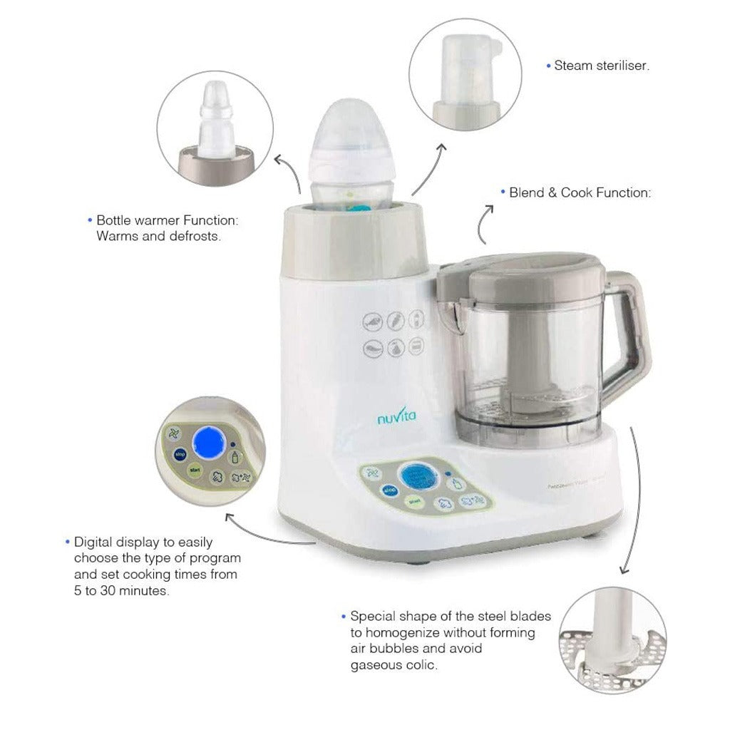 Nuvita Pappasana 6-In-1 Vapor Combo Food processor and bottle warmer - Easy Pharmacy LLC