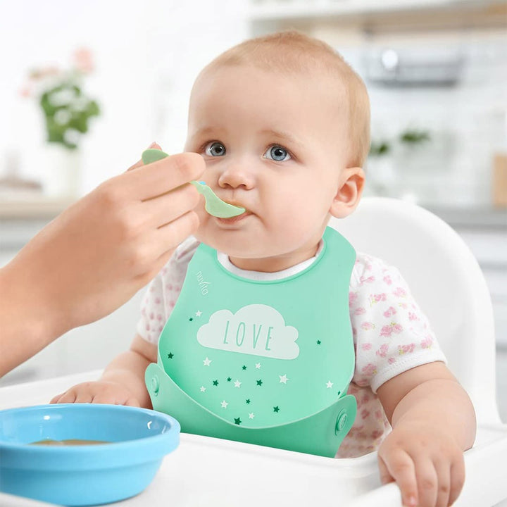 Nuvita Squishy Silicone Roll Up Bib For Baby - Blue/Green, Pack of 2's - Easy Pharmacy LLC