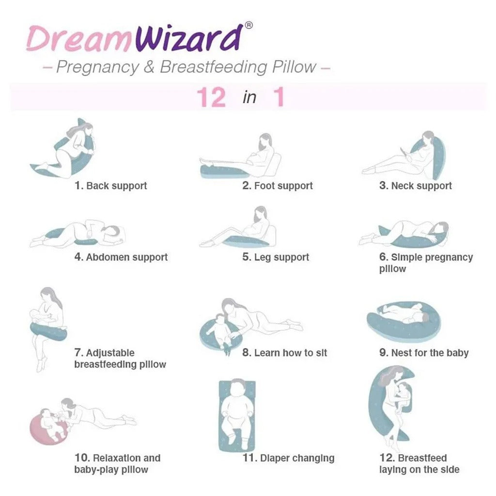 Nuvita Dreamwizard 12-In-1 Pregnancy & Nursing Pillow - Grigio Bianco In Grey - Easy Pharmacy LLC