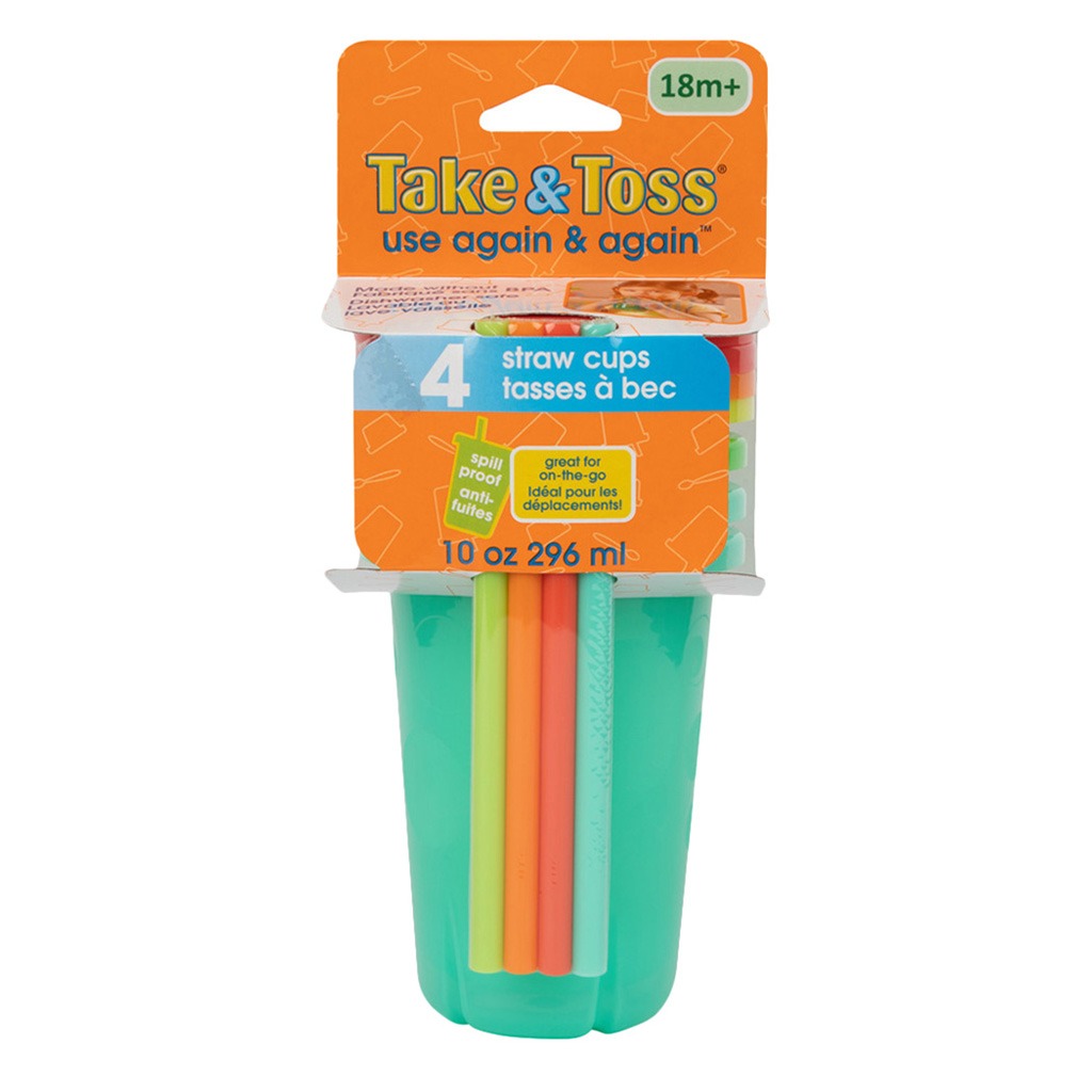 The First Years Take & Toss Spill-Free Straw Cups For 18+ Months 296ml, Assorted, Pack of 4's - Easy Pharmacy LLC