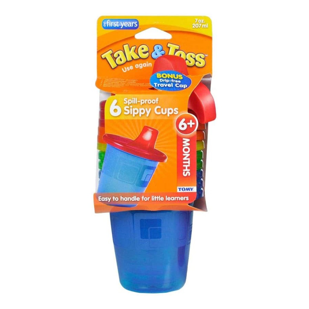 The First Years Take & Toss Spill-Proof Sippy Cups For 6+ Months 207ml, Pack of 6's - Easy Pharmacy LLC