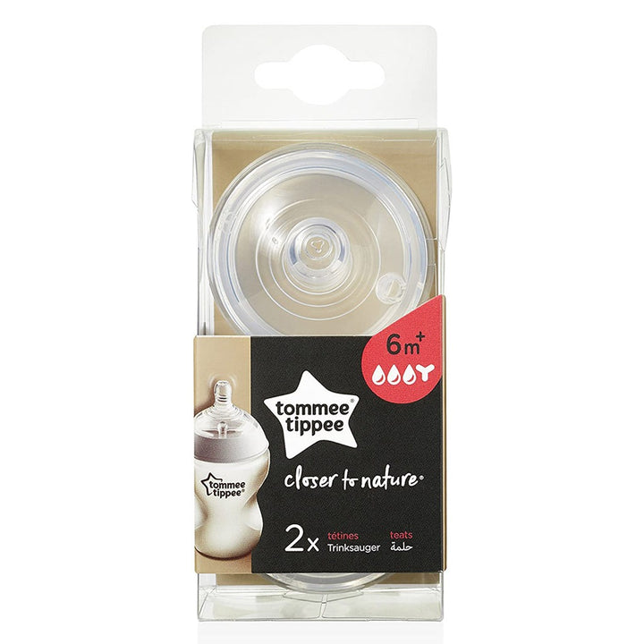Tommee Tippee Closer To Nature Thick Feed Teats For 6 Months+ Babies-Pack Of 2 - Easy Pharmacy LLC
