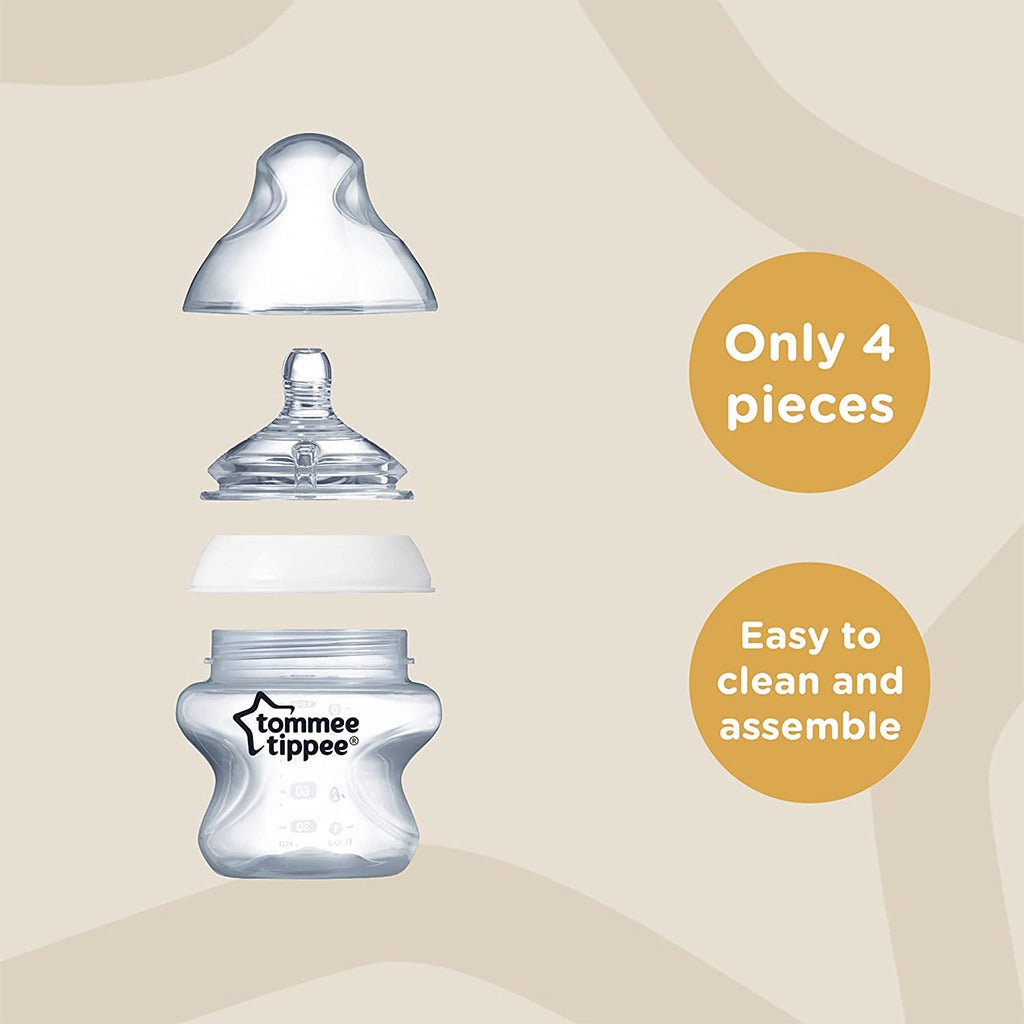 Tommee Tippee Closer To Nature Baby Feeding Bottle For 0 Months+ Babies 150ml-Pack Of 3 - Easy Pharmacy LLC