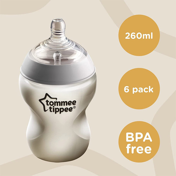 Tommee Tippee Closer To Nature Baby Feeding Bottle For 0 Months+ Babies 260ml-Pack Of 6 - Easy Pharmacy LLC
