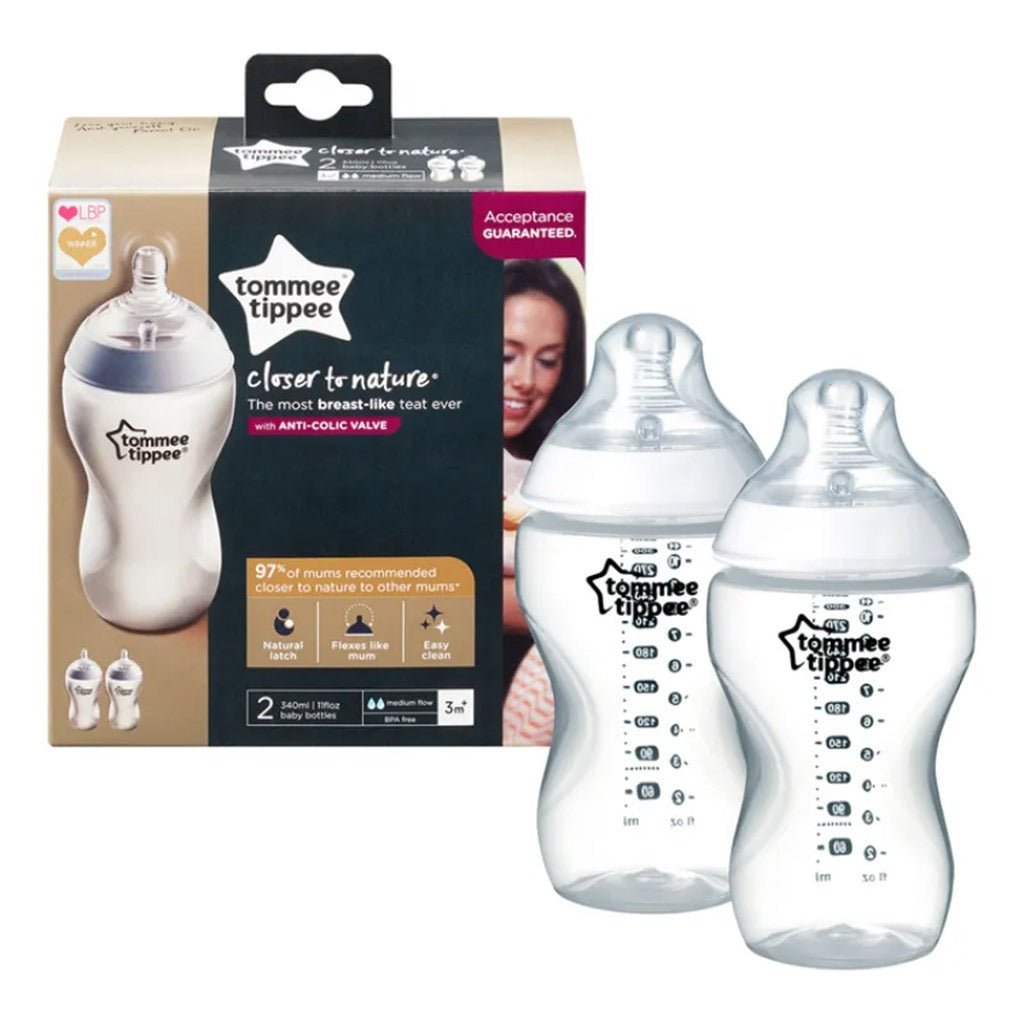 Tommee Tippee Closer To Nature Feeding Bottle Clear 340ml-Pack Of 2 - Easy Pharmacy LLC