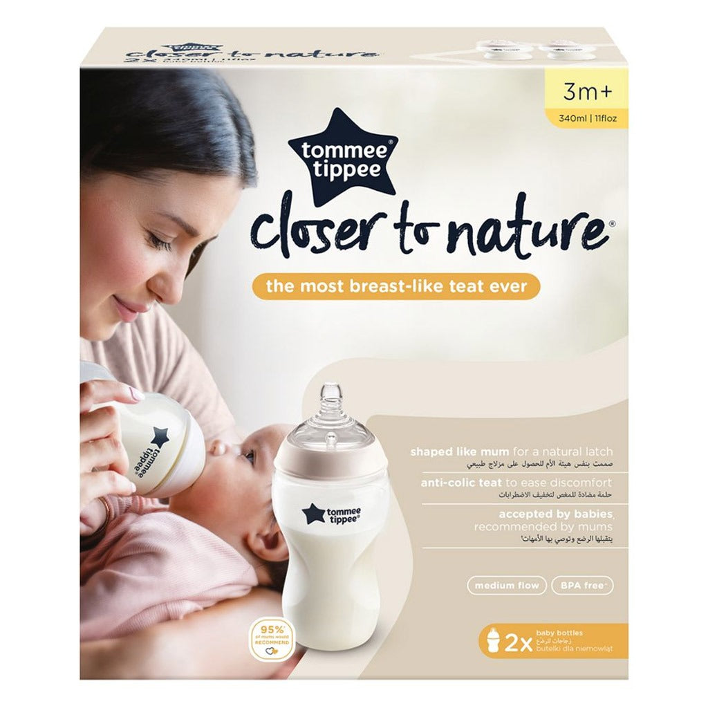 Tommee Tippee Closer To Nature Feeding Bottle Clear 340ml-Pack Of 2 - Easy Pharmacy LLC