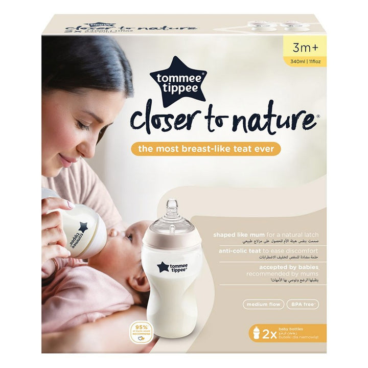 Tommee Tippee Closer To Nature Feeding Bottle Clear 340ml-Pack Of 2 - Easy Pharmacy LLC