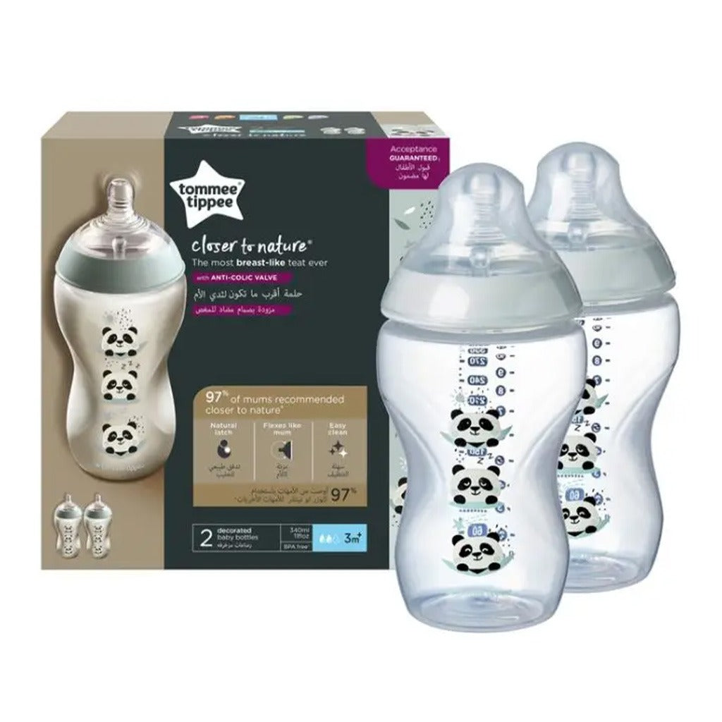 Tommee Tippee Closer To Nature Feeding Bottle Girl 340ml-Pack Of 2 - Easy Pharmacy LLC