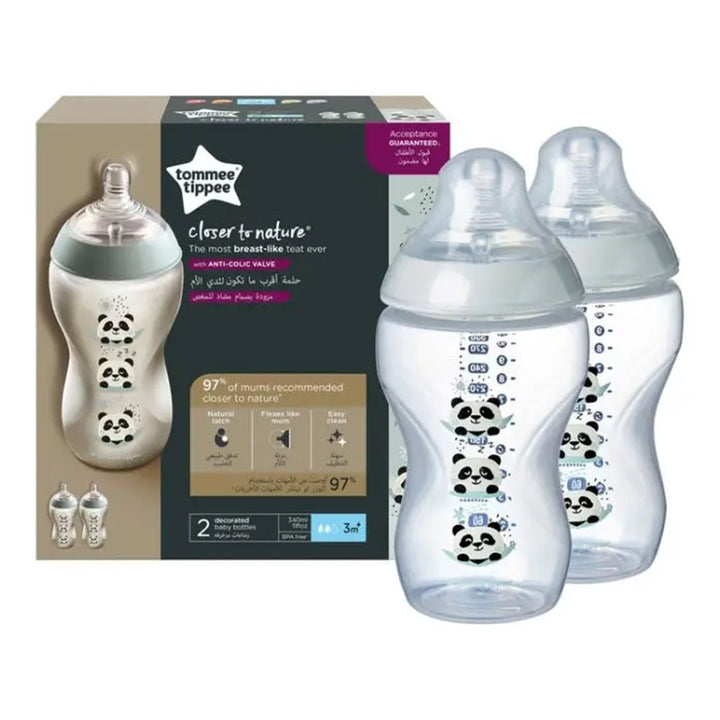 Tommee Tippee Closer To Nature Feeding Bottle Girl 340ml-Pack Of 2 - Easy Pharmacy LLC