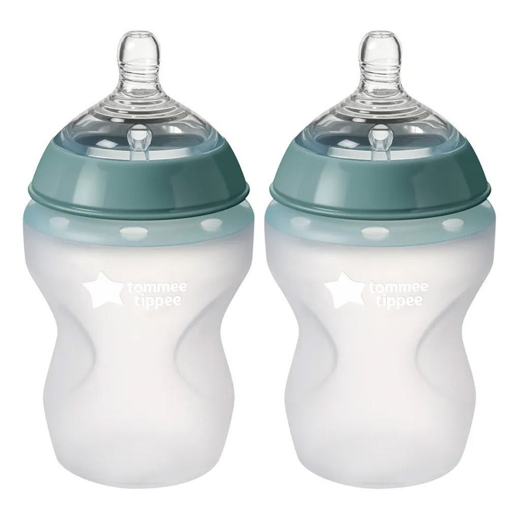 Tommee Tippee Closer To Nature Soft Feel Silicone Slow Flow Baby Bottles With Anti-Colic Valve For 0+Months 260ml, Pack of 2's - Easy Pharmacy LLC