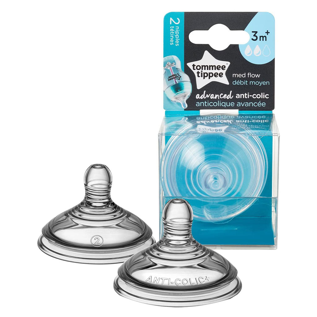 Tommee Tippee Advanced Anti-Colic Medium Flow Teats For 3 Months+ Babies-Pack Of 2 - Easy Pharmacy LLC