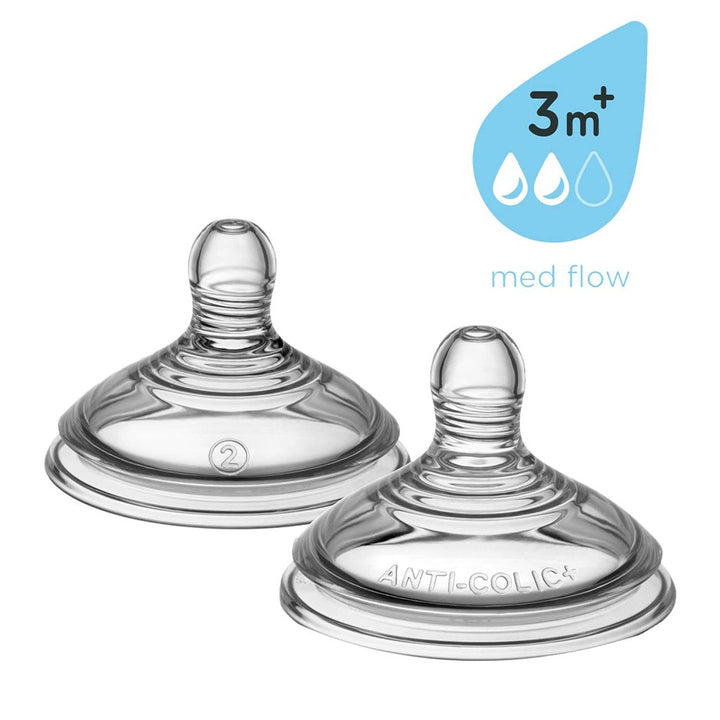 Tommee Tippee Advanced Anti-Colic Medium Flow Teats For 3 Months+ Babies-Pack Of 2 - Easy Pharmacy LLC