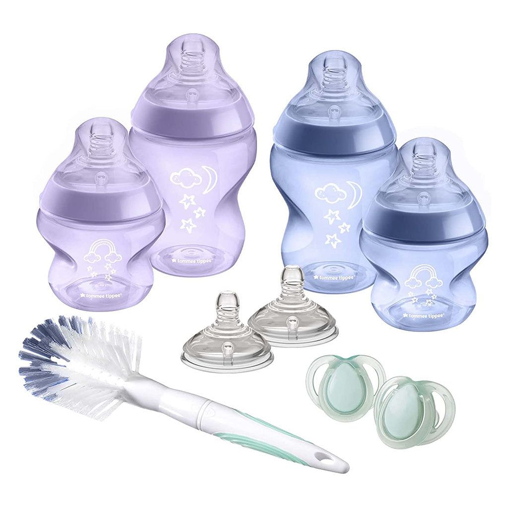 Tommee Tippee Closer To Nature Feeding Bottle Starter Kit, For 0+ Month Babies, Purple, Pack of 9 Pieces - Easy Pharmacy LLC