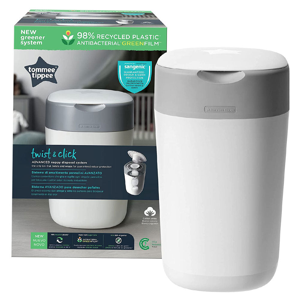 Tommee Tippee Twist And Click Advanced Nappy Disposal Bin-White - Easy Pharmacy LLC