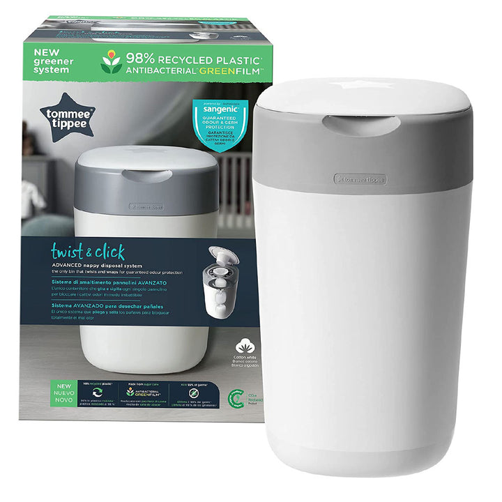 Tommee Tippee Twist And Click Advanced Nappy Disposal Bin-White - Easy Pharmacy LLC