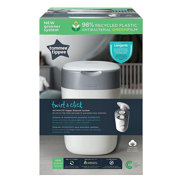 Tommee Tippee Twist And Click Advanced Nappy Disposal Bin-White - Easy Pharmacy LLC