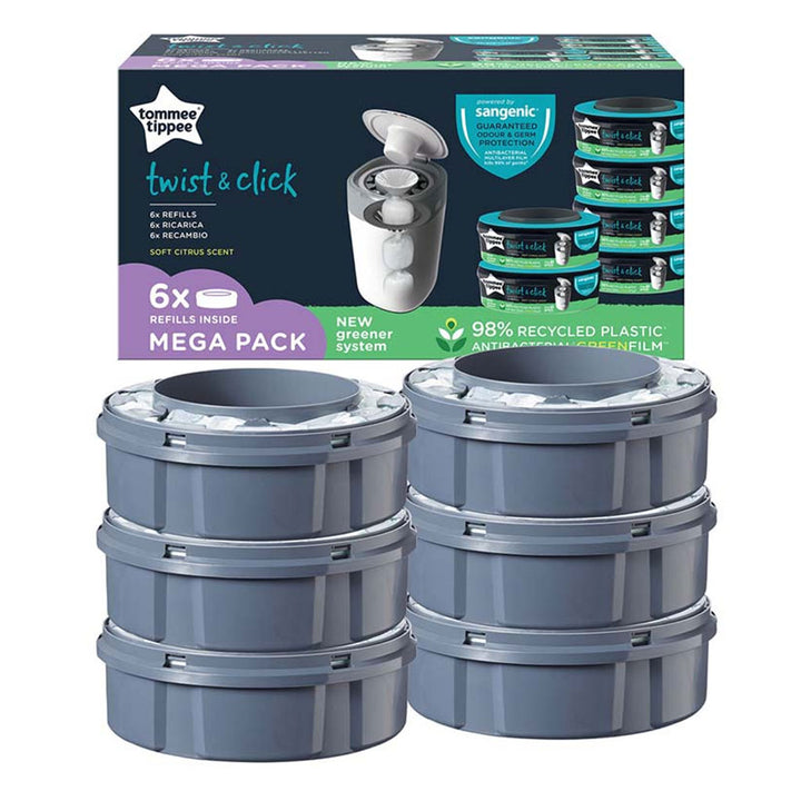 Tommee Tippee Twist & Click Sangenic Universal Cassette For Nappy Disposal-Pack Of 6 - Easy Pharmacy LLC